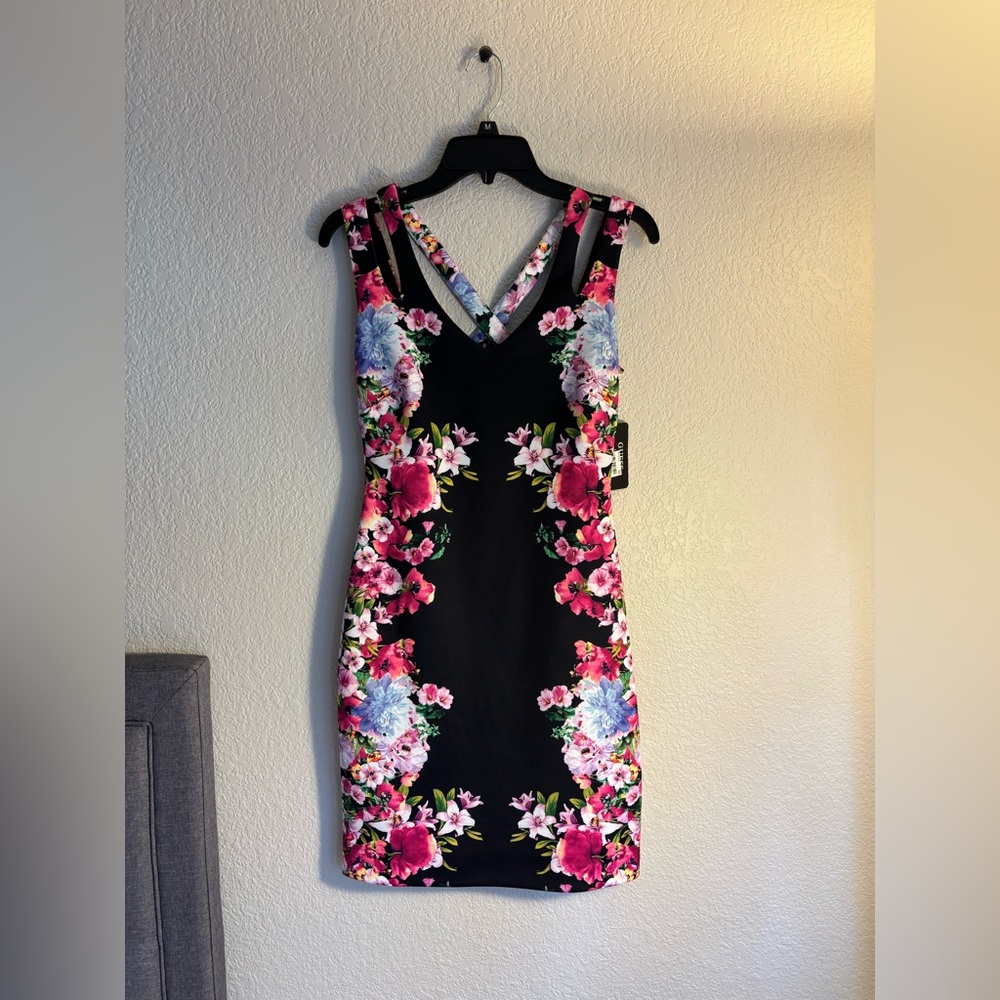 Guess Black Floral Mini Dress